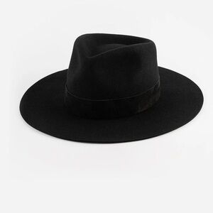 GIGI PIP: Miller Fedora Black Flat Brim 57 S/M